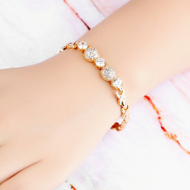 Women Girl Bracelets Gold Plated Zirconia Bracelet