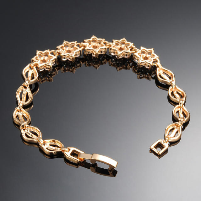 Women Girl Bracelets Gold Plated Zirconia Bracelet