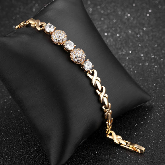 Women Girl Bracelets Gold Plated Zirconia Bracelet