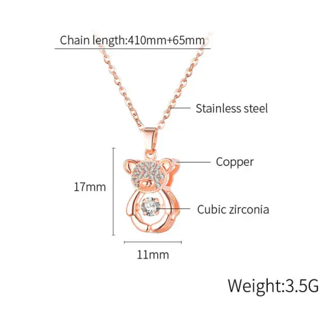 Diamond Necklace For Women Fashion Zircon Pendant Necklace  Jewelry Stainless Steel Rose Gold