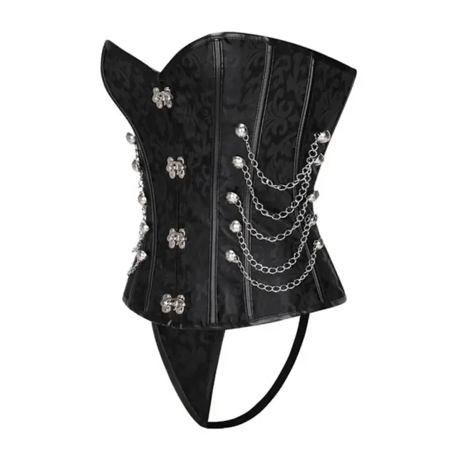 OOVOV Womens Zipper Corset Top Spiral Steel Boned Steampunk Gothic Bustier Corset with Chains S-6XL