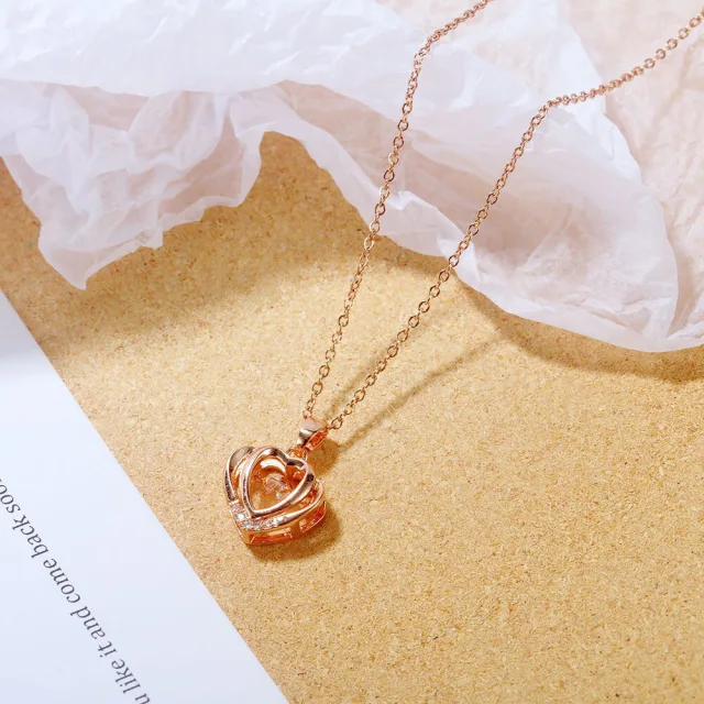 OOVOV Love Heart Necklaces for Women Zirconia Pendant Necklaces Womens Birthday Jewelry Gifts for Sister Best Friend