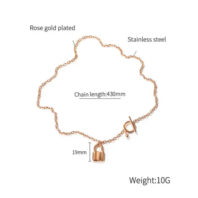 OOVOV Padlock Lock Pendant Chain Necklace for Women Teen Girls Stainless Steel Lock Chain Jewelry Gifts