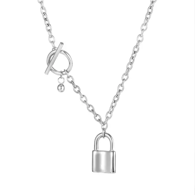 OOVOV Padlock Lock Pendant Chain Necklace for Women Teen Girls Stainless Steel Lock Chain Jewelry Gifts