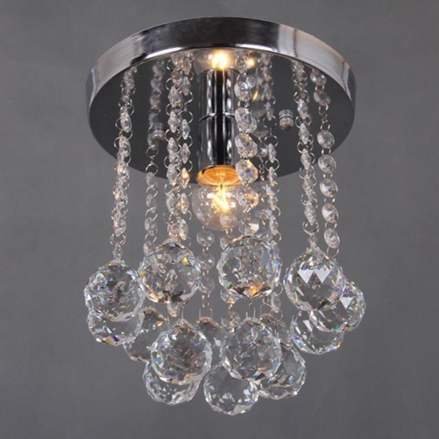 OOVOV Mini Crystal Chandelier Flush Mount Ceiling Light for Bedroom Hallway Bar Kitchen Bathroom Pendant Lamps