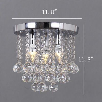 OOVOV Mini Crystal Chandelier Flush Mount Ceiling Light for Bedroom Hallway Bar Kitchen Bathroom Pendant Lamps