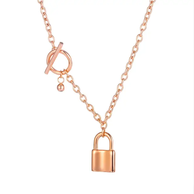 OOVOV Padlock Lock Pendant Chain Necklace for Women Teen Girls Stainless Steel Lock Chain Jewelry Gifts