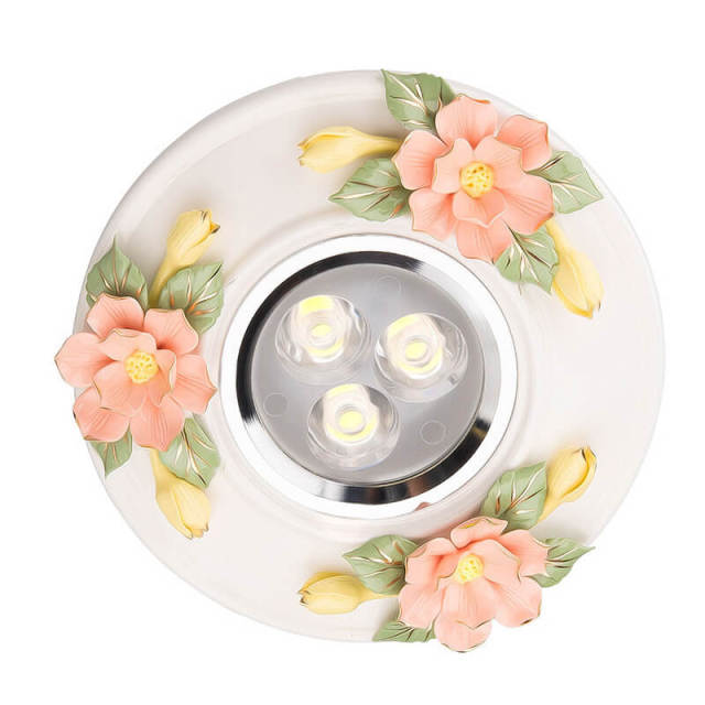 OOVOV Aisle Ceiling Lights 5W LED Ceramics Flowers Balcony Lamp Hallway Light Downlight Flush Mounting Hole Diameter 7cm-9cm