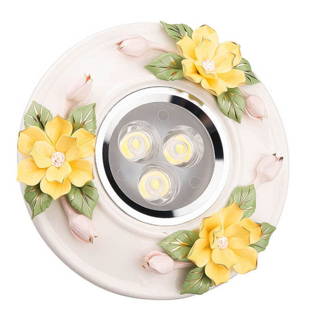 OOVOV Aisle Ceiling Lights 5W LED Ceramics Flowers Balcony Lamp Hallway Light Downlight Flush Mounting Hole Diameter 7cm-9cm