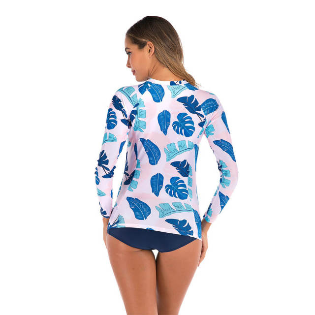 OOVOV Women's Long Sleeve Rash Guard and Swim Shirt 2 Piece Tankini Set Bathing Suits