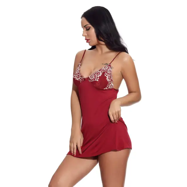 OOVOV Women Sexy Lingerie Nightgown Modal Sleepwear Lace Babydoll Full Slips