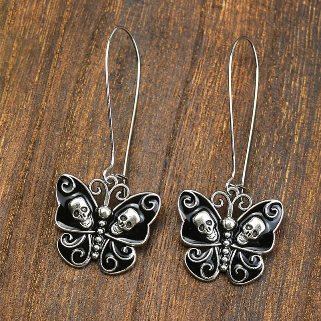 Halloween Earrings Skull Butterfly Long-Hook Drop Eardrop