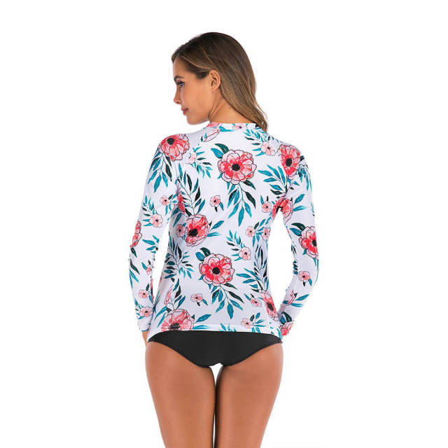 OOVOV Women's Long Sleeve Rash Guard and Swim Shirt 2 Piece Tankini Set Bathing Suits