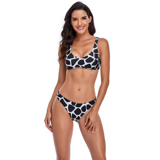 OOVOV Women's Printed Swimsuits,Push Up Tank Bikini Top With High Cut Bikini Bottom Two Pieces Bathing Suit