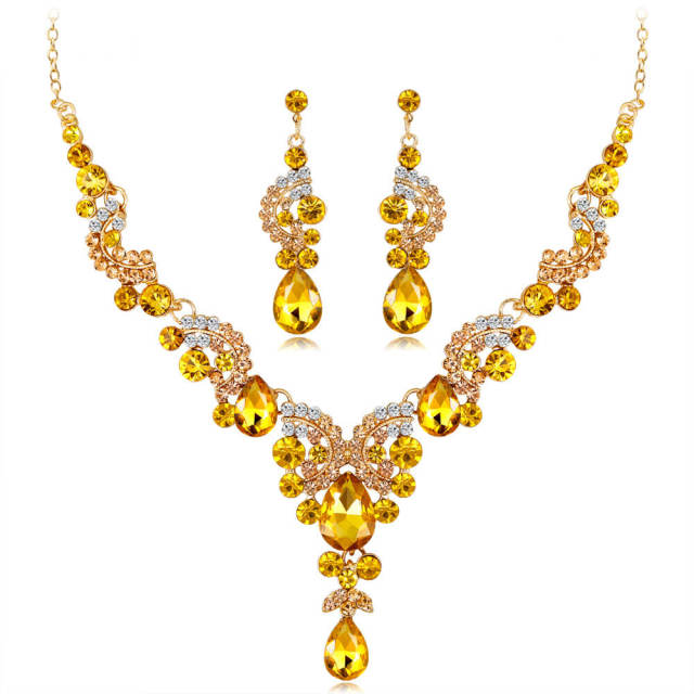 OOVOV Bridal Crystal Jewelry Set for Women Two-Pieces Necklace Earrings Banquet Cubic Zirconia Jewelry