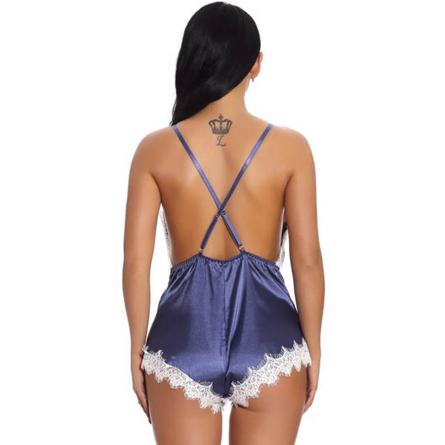 Women Sexy Nightwear Babydoll Satin One-piece Pajamas Lingerie Bodysuit