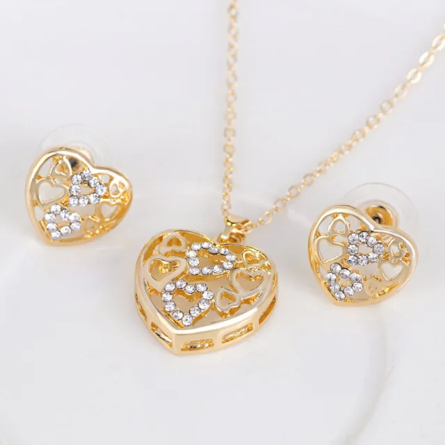 OOVOV Women Butterfly Set 4Pcs Zircon Necklace Earrings Bracelet Ring Ladies Gift Jewelry Gold Plating