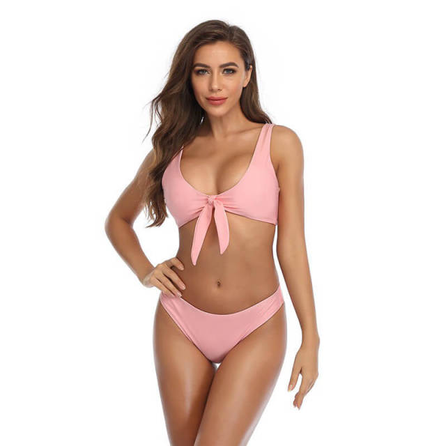 OOVOV Women's Padded Push up Bikini Sets Tie Knot Two Piece Swimsuit for Women Bathing Suits