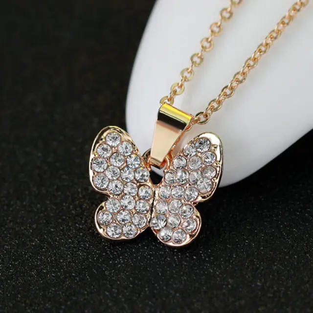 OOVOV Diamond Butterfly Jewelry Set For Women Necklace Earrings Ring Bracelet 4 PC Set