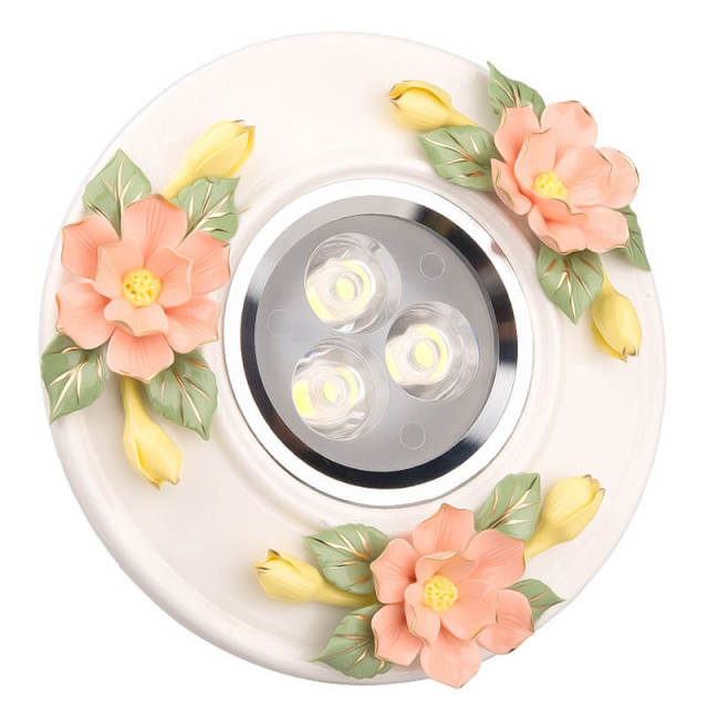 OOVOV Aisle Ceiling Lights 5W LED Ceramics Flowers Balcony Lamp Hallway Light Downlight Flush Mounting Hole Diameter 7cm-9cm