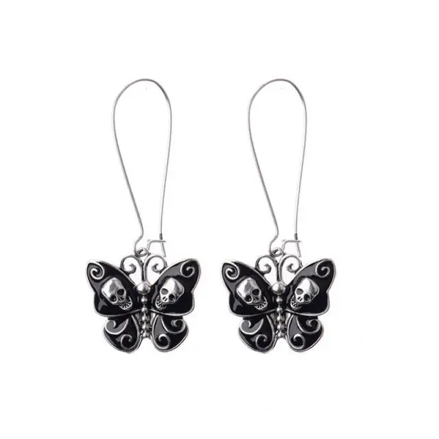 Halloween Earrings Skull Butterfly Long-Hook Drop Eardrop