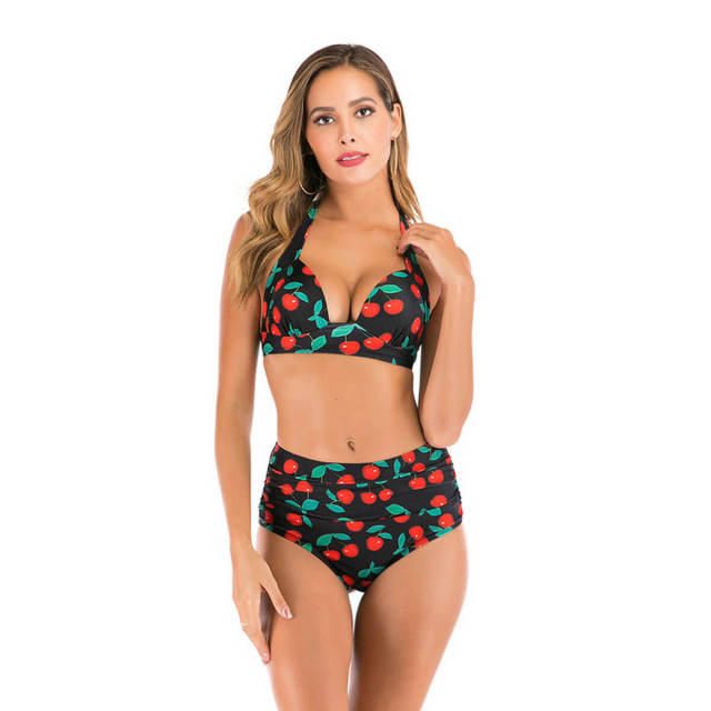 OOVOV High Waist Bikini Set for Women Tummy Control Swimsuit 2 Piece Floral Printed Plus Size Swimwear