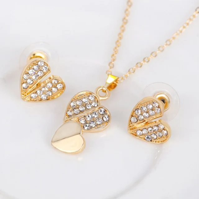 OOVOV Women Butterfly Set 4Pcs Zircon Necklace Earrings Bracelet Ring Ladies Gift Jewelry Gold Plating