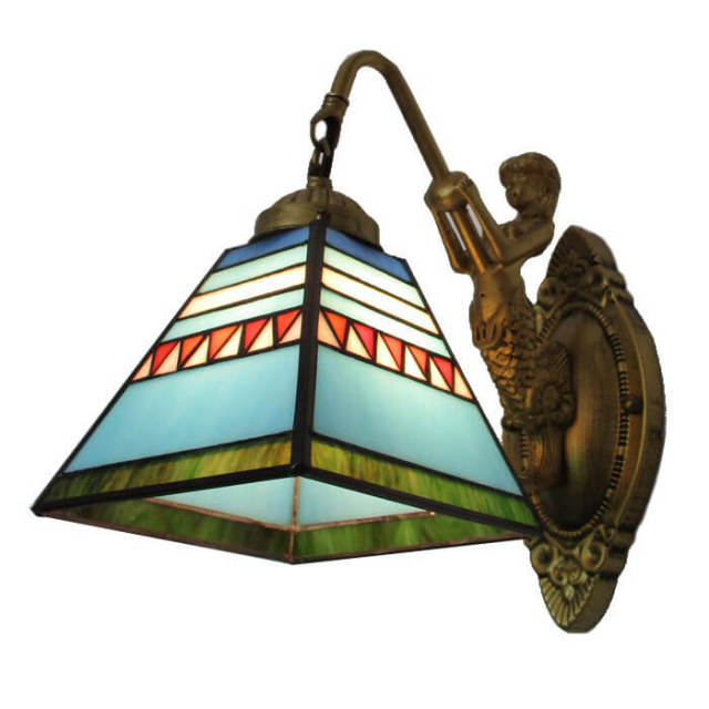 Tiffany Wall Light 3.9&quot; Wide 1-Light Retro Wall Sconces with Stained Glass Shade