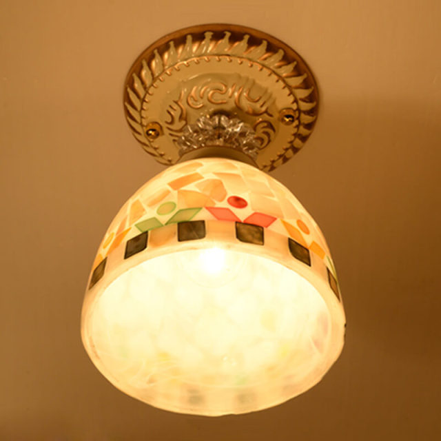 OOVOV Mediterranean Shell Ceiling Light Mosaics Hallway Balcony Ceiling Lamps Corridor Entrance Foyer Ceiling Lamp