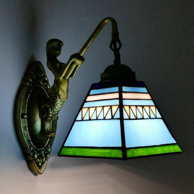 Tiffany Wall Light 3.9&quot; Wide 1-Light Retro Wall Sconces with Stained Glass Shade