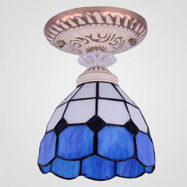 OOVOV Tiffany Glass Small Ceiling Lamp Fixtures European Entrance Foyer Hallway Corridor Kitchen Balcony Ceiling Light