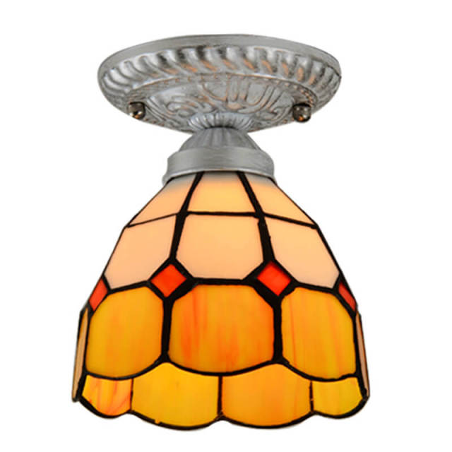 OOVOV Tiffany Glass Small Ceiling Lamp Fixtures European Entrance Foyer Hallway Corridor Kitchen Balcony Ceiling Light