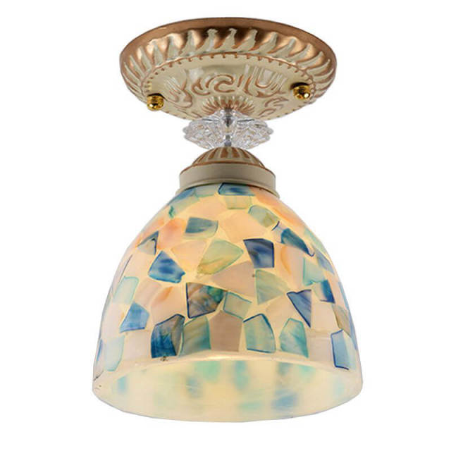 OOVOV Mediterranean Shell Ceiling Light Mosaics Hallway Balcony Ceiling Lamps Corridor Entrance Foyer Ceiling Lamp