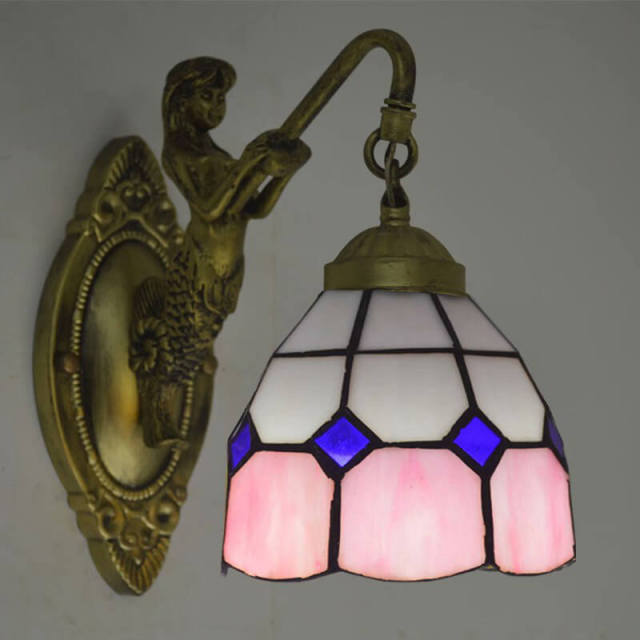 Tiffany Wall Light 3.9&quot; Wide 1-Light Retro Wall Sconces with Stained Glass Shade