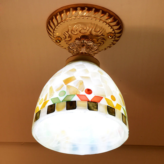 OOVOV Mediterranean Shell Ceiling Light Mosaics Hallway Balcony Ceiling Lamps Corridor Entrance Foyer Ceiling Lamp