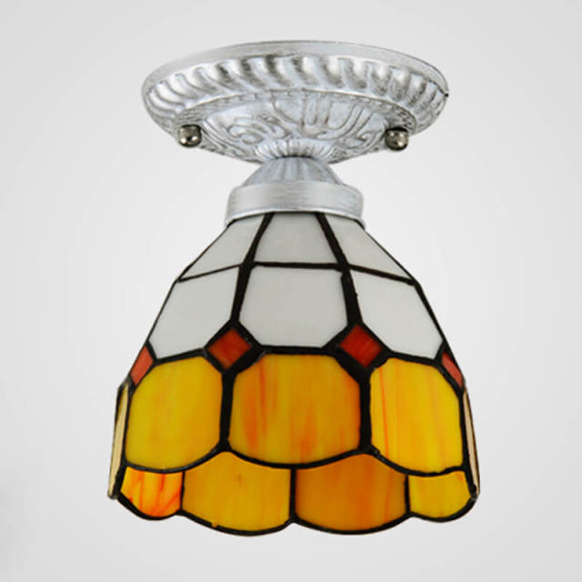 OOVOV Tiffany Glass Small Ceiling Lamp Fixtures European Entrance Foyer Hallway Corridor Kitchen Balcony Ceiling Light