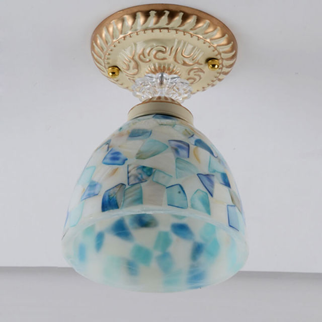 OOVOV Mediterranean Shell Ceiling Light Mosaics Hallway Balcony Ceiling Lamps Corridor Entrance Foyer Ceiling Lamp