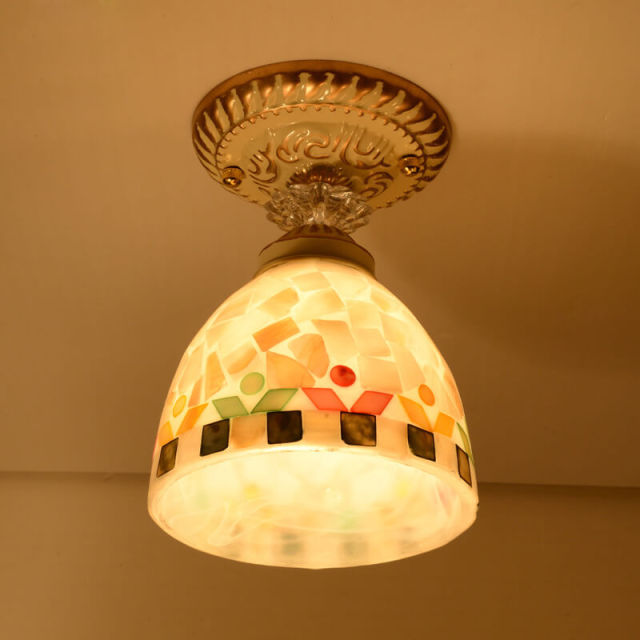 OOVOV Mediterranean Shell Ceiling Light Mosaics Hallway Balcony Ceiling Lamps Corridor Entrance Foyer Ceiling Lamp