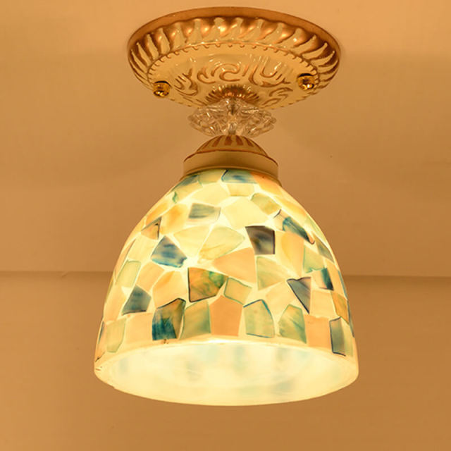 OOVOV Mediterranean Shell Ceiling Light Mosaics Hallway Balcony Ceiling Lamps Corridor Entrance Foyer Ceiling Lamp