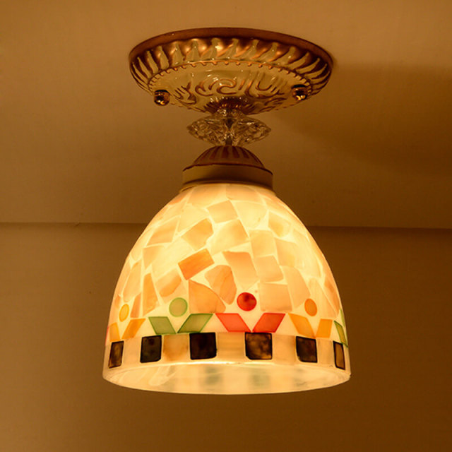 OOVOV Mediterranean Shell Ceiling Light Mosaics Hallway Balcony Ceiling Lamps Corridor Entrance Foyer Ceiling Lamp