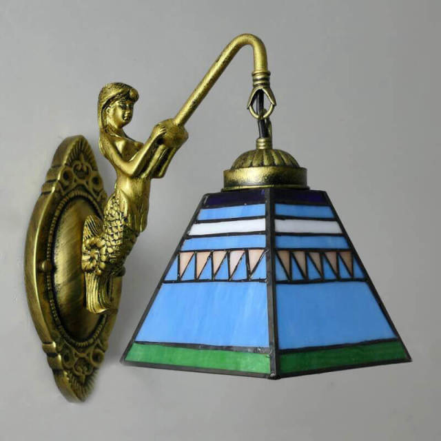 Tiffany Wall Light 3.9&quot; Wide 1-Light Retro Wall Sconces with Stained Glass Shade