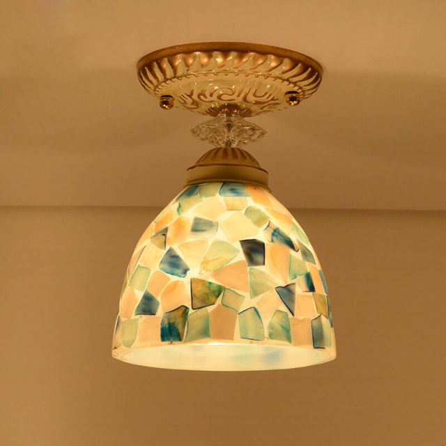 OOVOV Mediterranean Shell Ceiling Light Mosaics Hallway Balcony Ceiling Lamps Corridor Entrance Foyer Ceiling Lamp