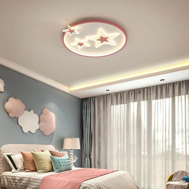 OOVOV Cartoon Star Child Ceiling Lights 16 inch Creative Ceiling Lamp Include 25W LED Light Sources for Baby Room Kids Bedroom Ceiling Light