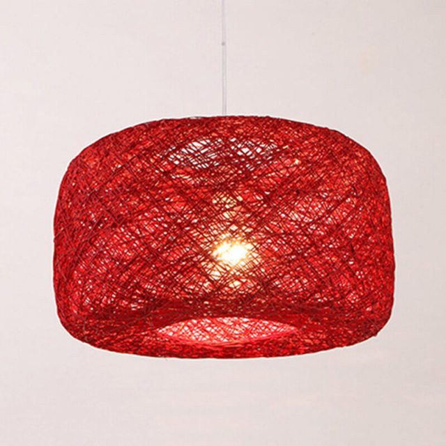 OOVOV Pendant Light Creative Bird Nest Pendant Lamps With Beige Rattan Lampshade 16&quot;D Natural Twine