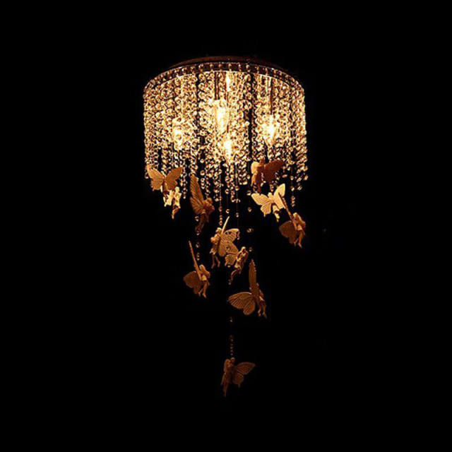 OOVOV Crystal Angel Ceiling Lamp Romantic Kids Room Ceiling Lighting Bedroom Study Room Baby Room Pendant Light Fixtures