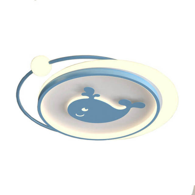 OOVOV LED Cartoon Flush Mount Ceiling Light Acrylic Whale Shape Eye protection Ceiling Lighting for Boy Girl Bedroom Kids Room