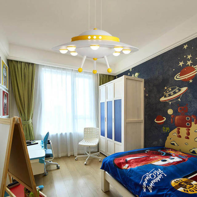 OOVOV Cartoon Childrens Room Pendant Lights Creative UFO Pendant Lamp Chandelier with LED Light Sources for Kids Room Bedroom Boys Room