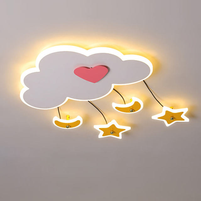 OOVOV Cartoon LED Ceiling Light Flush Mount Lighting Fixtures with Cloud Shape 40W Moon Star Ceiling Lamp for Baby Room Bedroom Children Room