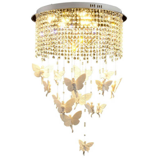 OOVOV Crystal Angel Ceiling Lamp Romantic Kids Room Ceiling Lighting Bedroom Study Room Baby Room Pendant Light Fixtures