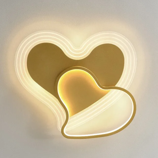 OOVOV Childrens Bedroom Ceiling Lamps Pink Heart Princess Room Baby Room Ceiling Lamp Fixtures Built-in 32W Light Source